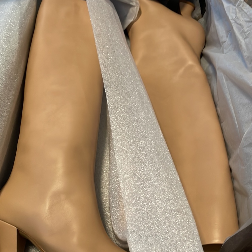 BOTTEGA VENETA Calf Leather Pull On Almond Toe Knee High Cloud Boots Cipria - Picture 8 of 12